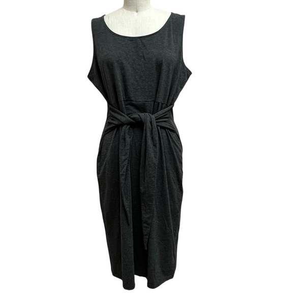 torrid Dresses & Skirts - Torrid Jersey Sleeveless Tie Front Shift Dress Charcoal Grey Knee Length